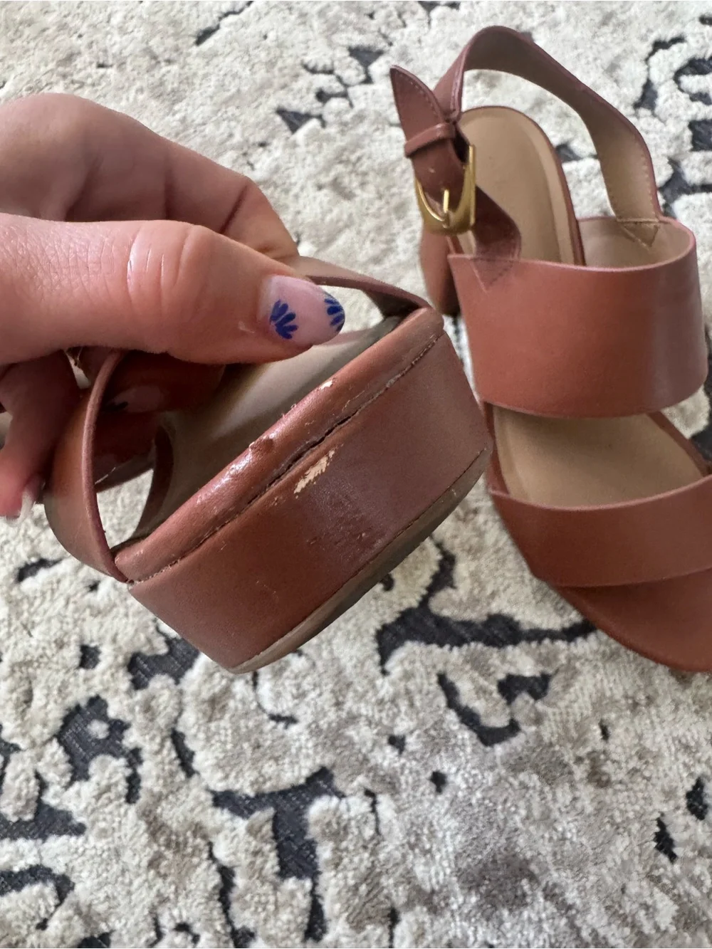 AEROSOLES Cognac Platform Block Heel Sandals